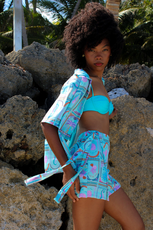 Faldashort Praia spirit azul