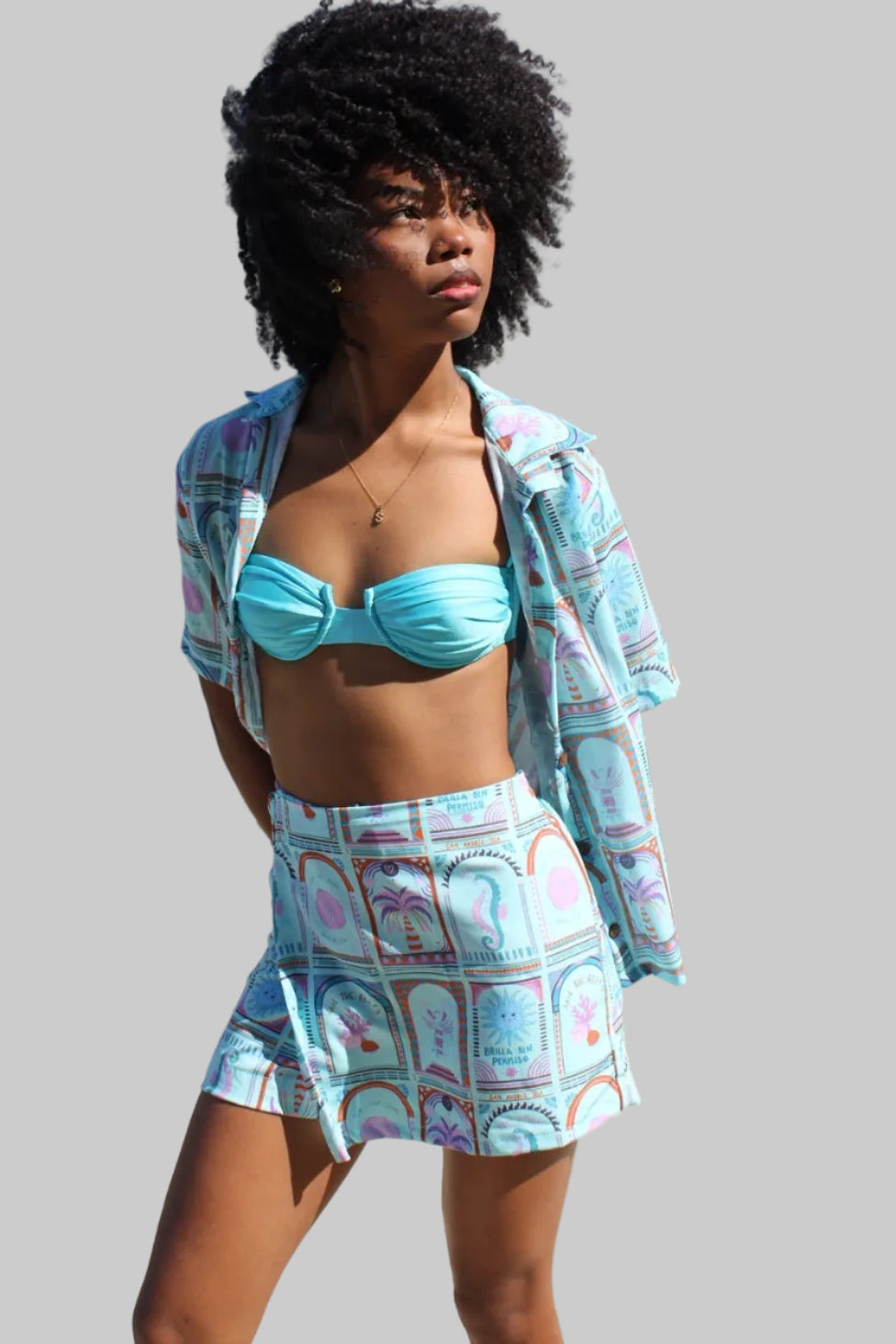 Faldashort Praia spirit azul